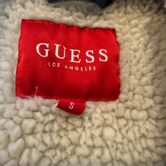 Guess Jeans Jean Jacket Men’s Small With White Sherpa Lining - Picture 6 of 11